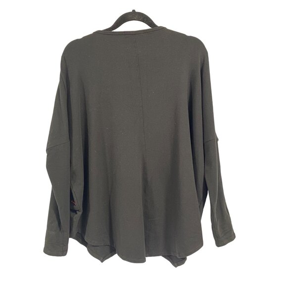 n: PHILANTHROPY Black Asymmetrical Hem Long Sleeve Black Sweatshirt Size XS / S - Picture 6 of 8